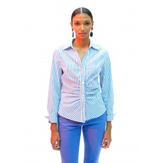 CAMISA-RAYAS.AXUL-BLANCA-FRUNCIDO-LOLA-CASADEMUNT