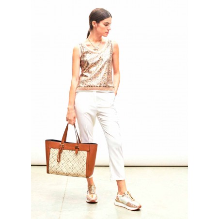 TOP-METALIZADO-LENTEJUELA-ANIMAL-PRINT--RIBETE-BLANCO-LOLA-CASADEMUNT TOP-METALIZADO-LENTEJUELA-ANIMAL-PRINT--RIBETE-BLANCO-LOLA-CASADEMUNT