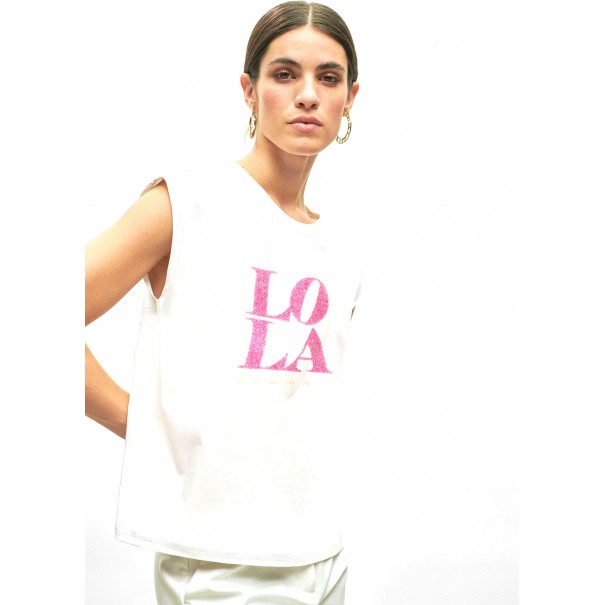 CAMISETA-BLANCA-LOGO-COLOR-PIEDRECITAS-LOLA-CASADEMUNT