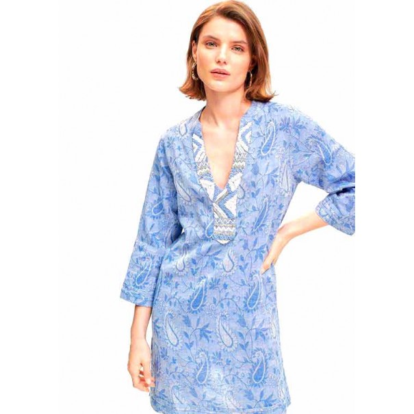 KAFTAN-AZUL-PEDRERÍA-LARGO-AZUL-ESTAMPADO-JACQUARD-LOLA-CASADEMUNT