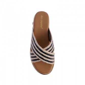 SANDALIAS-RAFIA-TIRAS-CRUZADAS-NEGRO-NATURAL-CUÑA-ESPARTO-DON-ALGODÓN 2