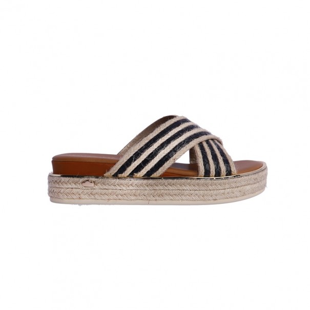 SANDALIAS-RAFIA-TIRAS-CRUZADAS-NEGRO-NATURAL-CUÑA-ESPARTO-DON-ALGODÓN
