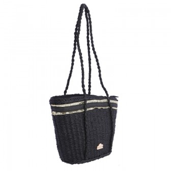 CAPAZO-SHOPPER-RAFIA-NEGRO-DOS-ASAS-LARGAS-CENEFAS-LENTEJUELAS-DON-ALGODÓN 2