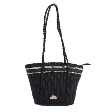 CAPAZO-SHOPPER-RAFIA-NEGRO-DOS-ASAS-LARGAS-CENEFAS-LENTEJUELAS-DON-ALGODÓN CAPAZO-SHOPPER-RAFIA-NEGRO-DOS-ASAS-LARGAS-CENEFAS-LENTEJUELAS-DON-ALGODÓN