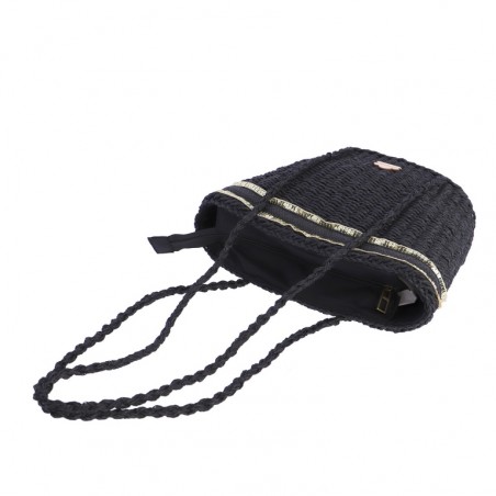 CAPAZO-SHOPPER-RAFIA-NEGRO-DOS-ASAS-LARGAS-CENEFAS-LENTEJUELAS-DON-ALGODÓN CAPAZO-SHOPPER-RAFIA-NEGRO-DOS-ASAS-LARGAS-CENEFAS-LENTEJUELAS-DON-ALGODÓN
