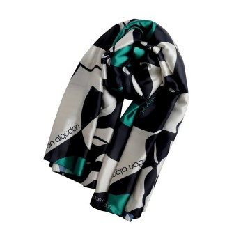 PAÑUELO-ESTAMPADO-NEGRO,BLANCO-VERDE-DON-ALGODÓN 2
