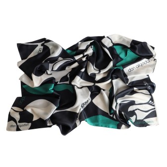 PAÑUELO-ESTAMPADO-NEGRO,BLANCO-VERDE-DON-ALGODÓN