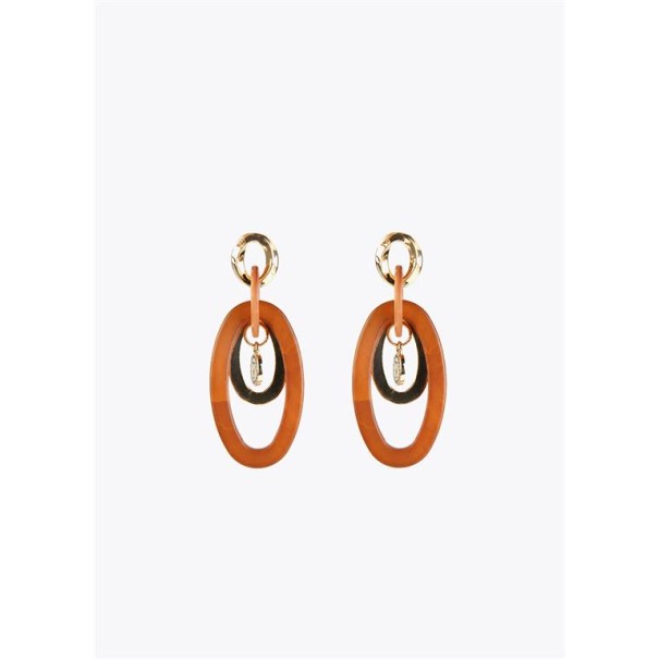 PENDUENTES.ÓVALOS-MARRÓN-DORADO-RESINA-LOLA-CASADEMUNT