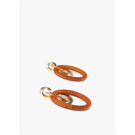 PENDUENTES.ÓVALOS-MARRÓN-DORADO-RESINA-LOLA-CASADEMUNT