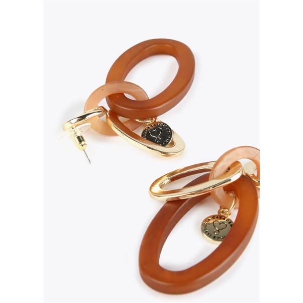 PENDUENTES.ÓVALOS-MARRÓN-DORADO-RESINA-LOLA-CASADEMUNT