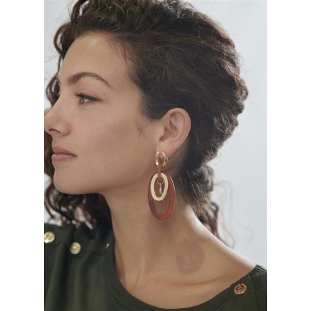 PENDUENTES.ÓVALOS-MARRÓN-DORADO-RESINA-LOLA-CASADEMUNT