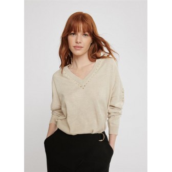 JERSEY.TACHAS-CUELLO-MANGAS-BEIGE-LOLA-CASADEMUNT