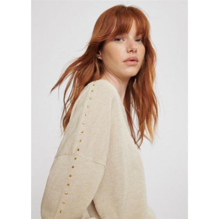 JERSEY.TACHAS-CUELLO-MANGAS-BEIGE-LOLA-CASADEMUNT