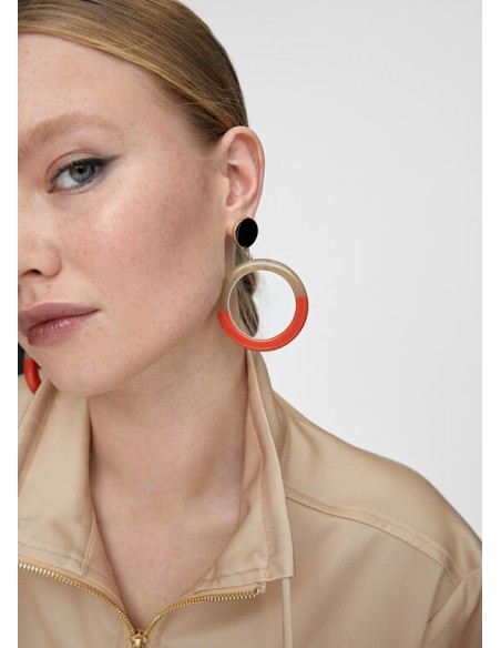 PENDIENTES-ARO-MARRÓN-ROJO-CIERRE-PRESIÓN-LOLA-CASADEMUNT