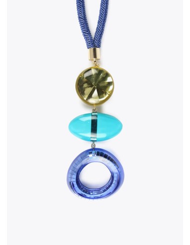 COLLAR-MAXI-CORDÓN-AZUL-COLGANTE-TRES-PIEZAS-AZULES-DORADO-CIERRE-LANGOSTA-LOLA-CASADEMUNT