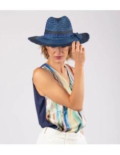 SOMBRERO-BICOLOR-TONOS-AZULES-TRENZADO-CINTA-TELA-COPA-ANEKKE