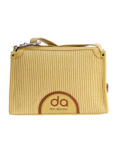BANDOLERA-AMARILLA-RAFIA-PIEL-SINTÉTICA-MARRÓN-BEIGE-RECTANGULAR-ASA-BANDOLERA-ARIANA-DON-ALGODÓN 2