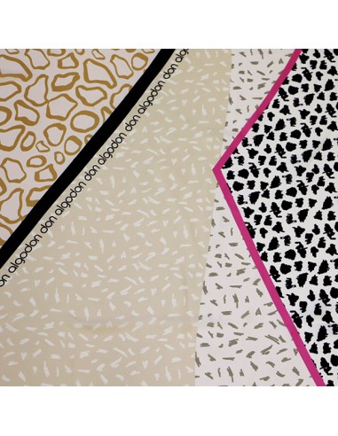 PAÑUELO-ESTAMPADOS-ANIMAL-PRINT-VERDE-BLANCO-NEGRO-RIBETE-VERDE-LOGOTPADO-PAROS-DON-ALGODÓN