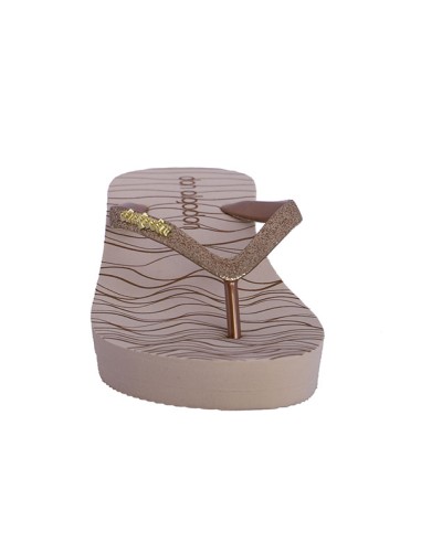 CHANCLAS-AGUA-PLATAFORMA-BEIGE-BLANCO-TIRA-DEDO-PURPURINA-DORADA-LEONOR-DON-ALGODÓN