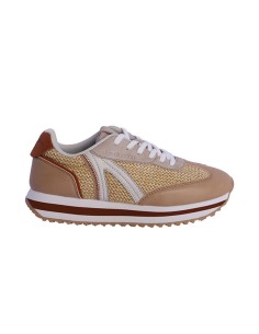 ZAPATILLAS-DEPORTIVAS-COMBINADAS.RAFIA-PIEL SINTÉTICA-TONOS-MARRONES-BLACO-PALTAFORMA-BLANCO-TEJA-LALA-CON-ALGODÓN 2