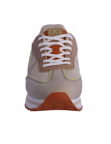 ZAPATILLAS-DEPORTIVAS-PIEL-SINTÉTICA-MARRÓN-BEIGE-BLANCO-TEJA-FLÚOR-CORDONES-BLANCOS-LAILA-DON-ALGODÓN