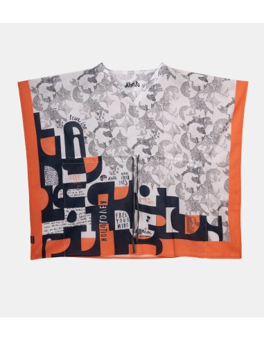 VESTIDO-CAFTÁN-AZUL-MARINO-NARANJA-CORDÓN-AJUSTABLE-CUELLO-PICO-MANGA-CORTA-PSICODELIC-PEACE&LOVE-ANEKKE