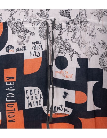 VESTIDO-CAFTÁN-AZUL-MARINO-NARANJA-CORDÓN-AJUSTABLE-CUELLO-PICO-MANGA-CORTA-PSICODELIC-PEACE&LOVE-ANEKKE