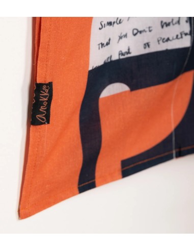 VESTIDO-CAFTÁN-AZUL-MARINO-NARANJA-CORDÓN-AJUSTABLE-CUELLO-PICO-MANGA-CORTA-PSICODELIC-PEACE&LOVE-ANEKKE