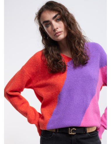 JERSEY-TRICOLOR-CUELLO-PICO-NARANJA-ROSA-LILA-LOLA-CASADEMUNT