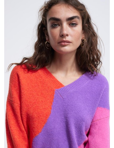 JERSEY-TRICOLOR-CUELLO-PICO-NARANJA-ROSA-LILA-LOLA-CASADEMUNT