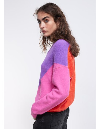 JERSEY-TRICOLOR-CUELLO-PICO-NARANJA-ROSA-LILA-LOLA-CASADEMUNT