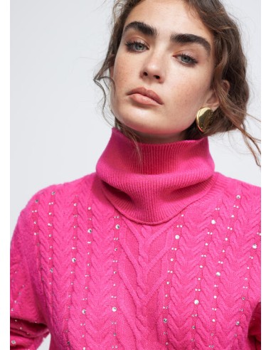 JERSEY-TRENZADO-FUCSIA-CUELLO-EXTRAÍBLE-STRASS-LOLA-CASADEMUNT