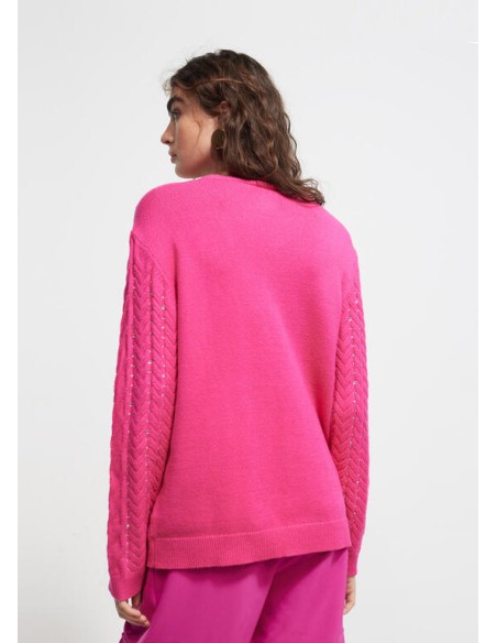 JERSEY-TRENZADO-FUCSIA-CUELLO-EXTRAÍBLE-STRASS-LOLA-CASADEMUNT