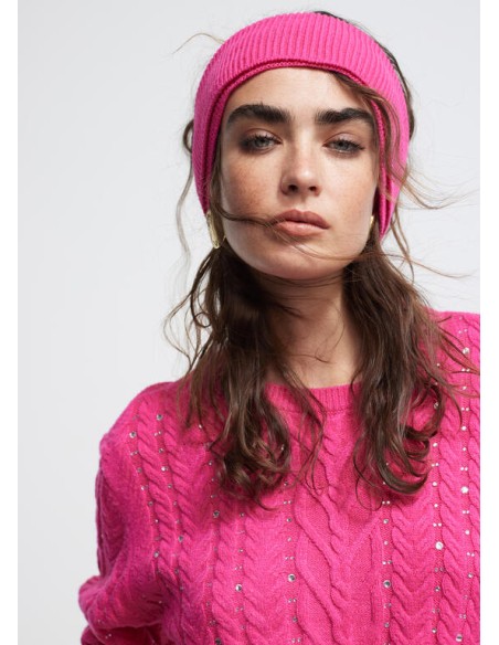 JERSEY-TRENZADO-FUCSIA-CUELLO-EXTRAÍBLE-STRASS-LOLA-CASADEMUNT