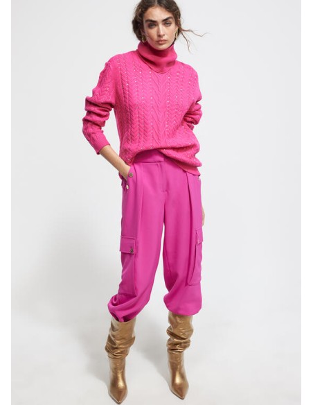 JERSEY-TRENZADO-FUCSIA-CUELLO-EXTRAÍBLE-STRASS-LOLA-CASADEMUNT