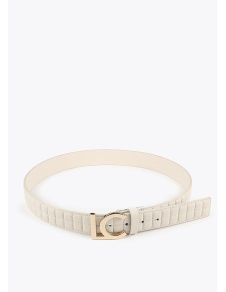 CINTURÓN-ACOLCHADO-CUADRADOS-HEBILLA-LOGO-DORADO