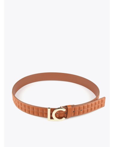 CINTURÓN-ACOLCHADO-CUADRADOS-HEBILLA-LOGO-DORADO