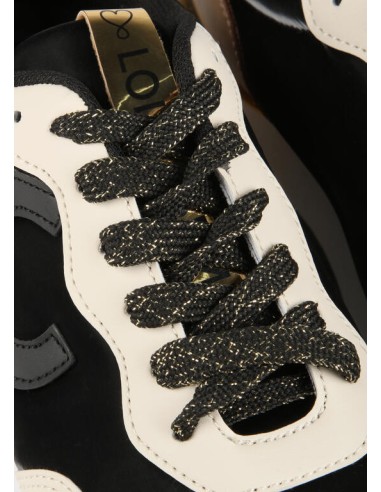 SNEAKERS-NEGRAS-COMBINADAS-BEIGE-MARRÓN-DETALLES-DORADOS-CORDONES-DOS COLORES-LOLA-CASADEMUNT