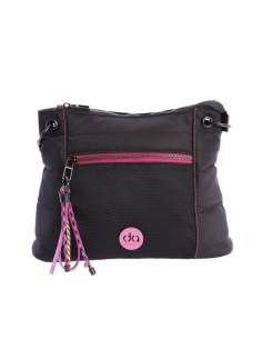 BANDOLERA-MEDIANA-NYLON-NEGRA-DETALLES-ROSAS-DON-ALGODÓN 2