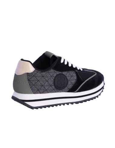ZAPATILLAS-NEGRAS-COMBONADAS-GRIS-CORDONES-BLANCOS-PRAGA-DON ALGODÓN
