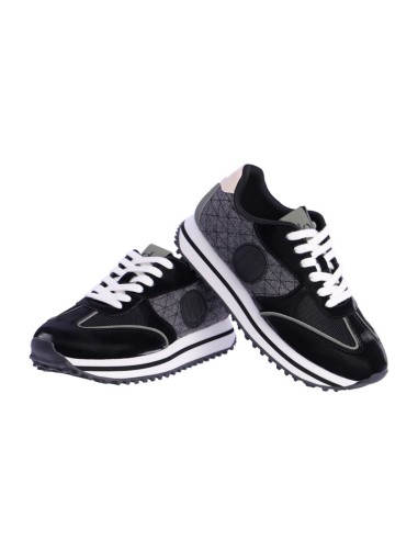 ZAPATILLAS-NEGRAS-COMBONADAS-GRIS-CORDONES-BLANCOS-PRAGA-DON ALGODÓN