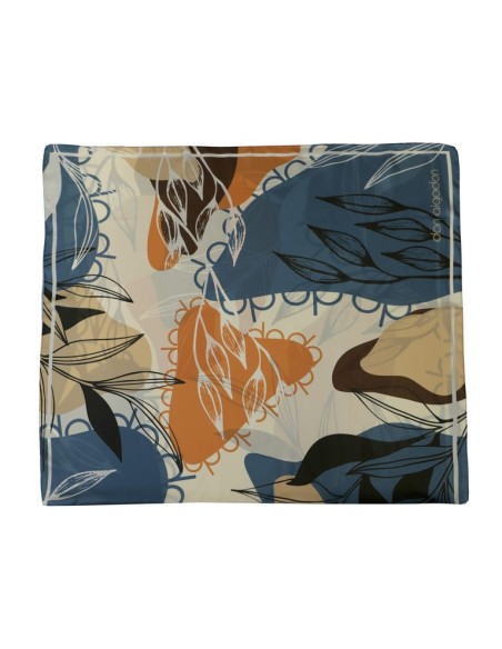 PAÑUELO-RECTANGULAR-TONO-JEANS-BEIGE-NARANJA-LOGO-DON-ALGODÓN