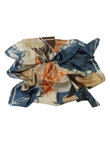 PAÑUELO-RECTANGULAR-TONO-JEANS-BEIGE-NARANJA-LOGO-DON-ALGODÓN