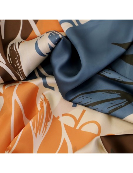 PAÑUELO-RECTANGULAR-TONO-JEANS-BEIGE-NARANJA-LOGO-DON-ALGODÓN