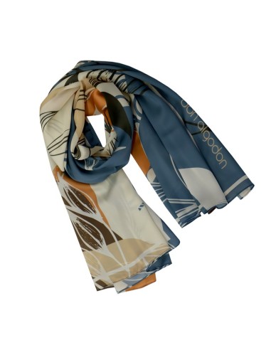 PAÑUELO-RECTANGULAR-TONO-JEANS-BEIGE-NARANJA-LOGO-DON-ALGODÓN