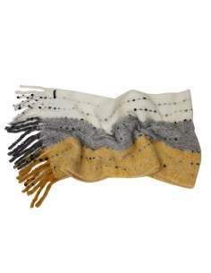 BUFANDA-3-COLORES-FELCOS-GRIS-BLANCO-AMARILLO-DON-ALGODÓN 2