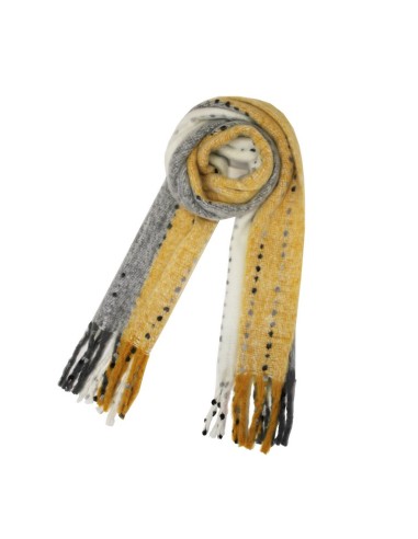 BUFANDA-3-COLORES-FELCOS-GRIS-BLANCO-AMARILLO-DON-ALGODÓN