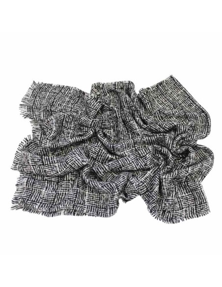 BUFANDA-BICOLOR-BLANCA-NEGRA-FLECOS-WIL-DON-ALGODÓN