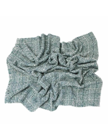 BUFANDA-BICOLOR-BLANCA-VERDE-FLECOS-WIL-DON-ALGODÓN