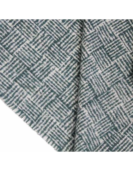 BUFANDA-BICOLOR-BLANCA-VERDE-FLECOS-WIL-DON-ALGODÓN